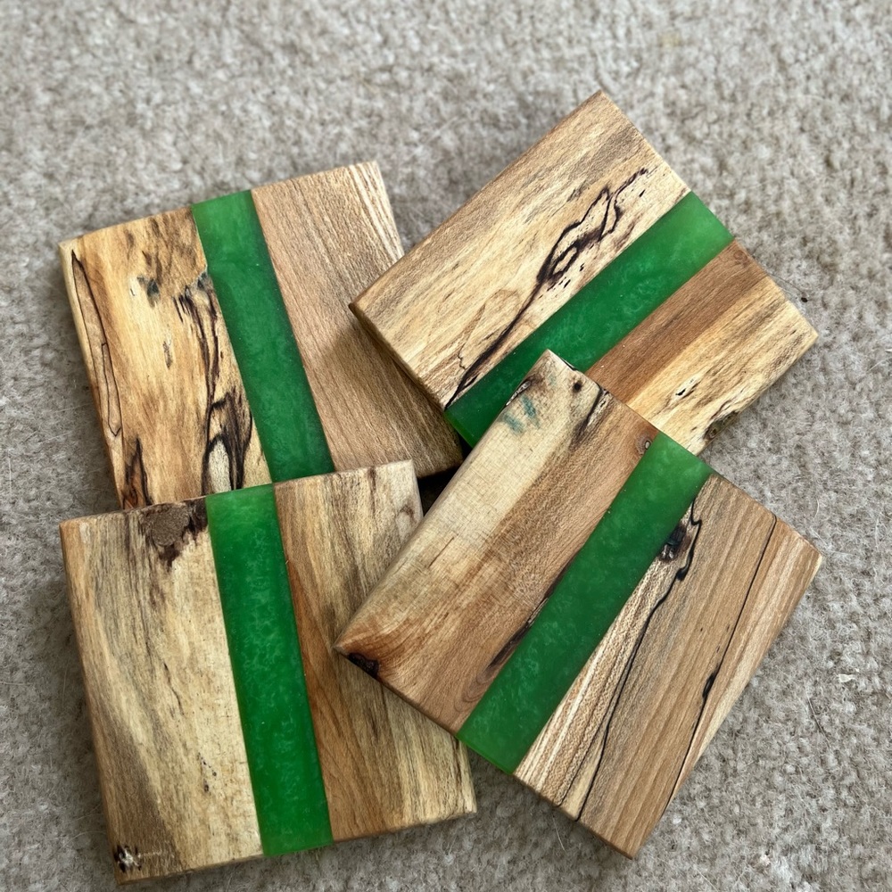 Wooden Spaulted Maple coaster set of 4.